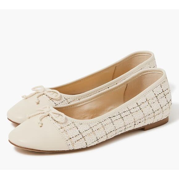 J.CREW Women's Tweed Ballet Shoes Size 9 Cream Natural Flats BW277 NIB - Picture 1 of 11